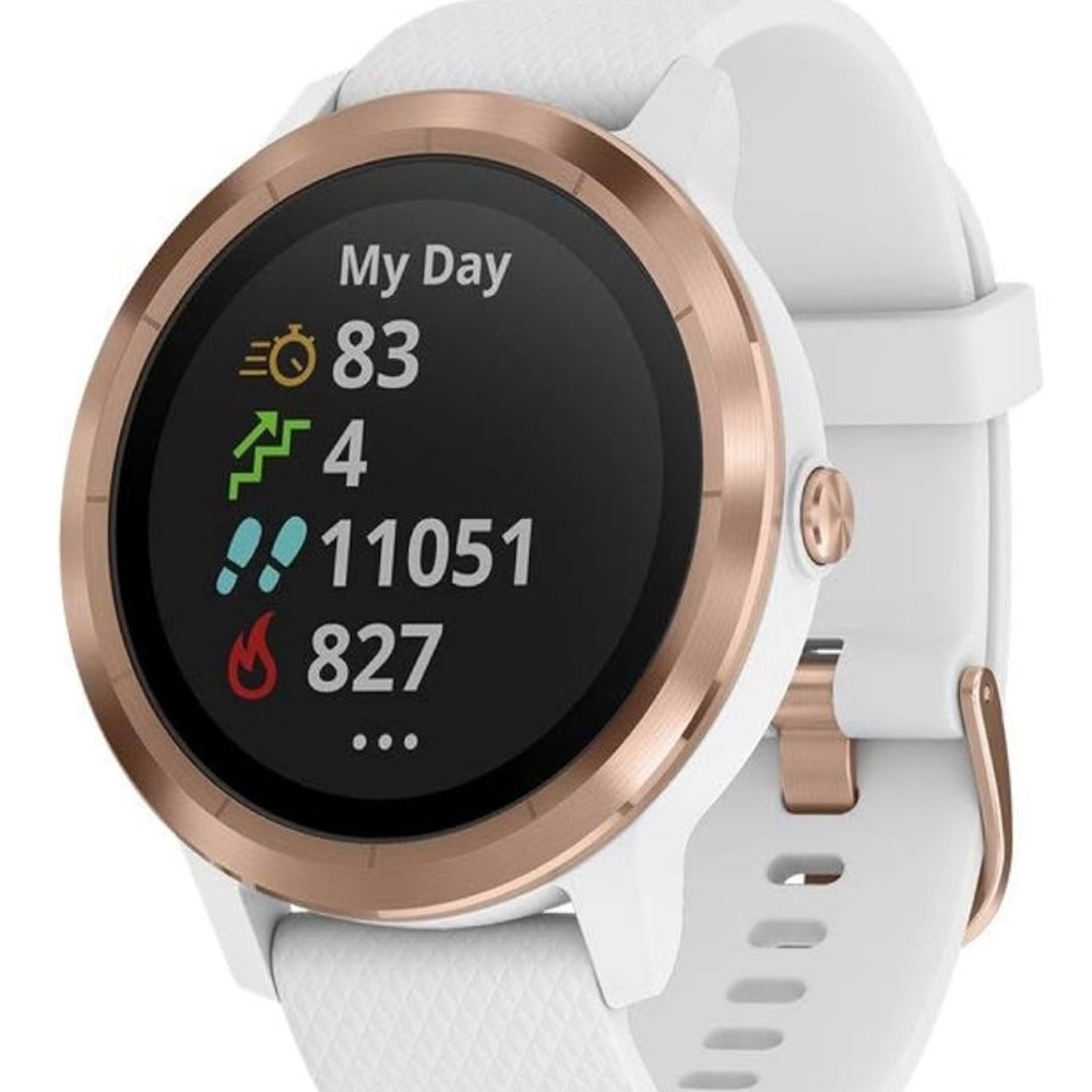 Garmin Smartwatch with Copper Bezel and White Band